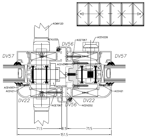 Cross Section through a french door arrangement